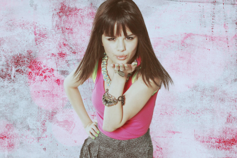 Selena Gomez Kiss wallpaper 480x320