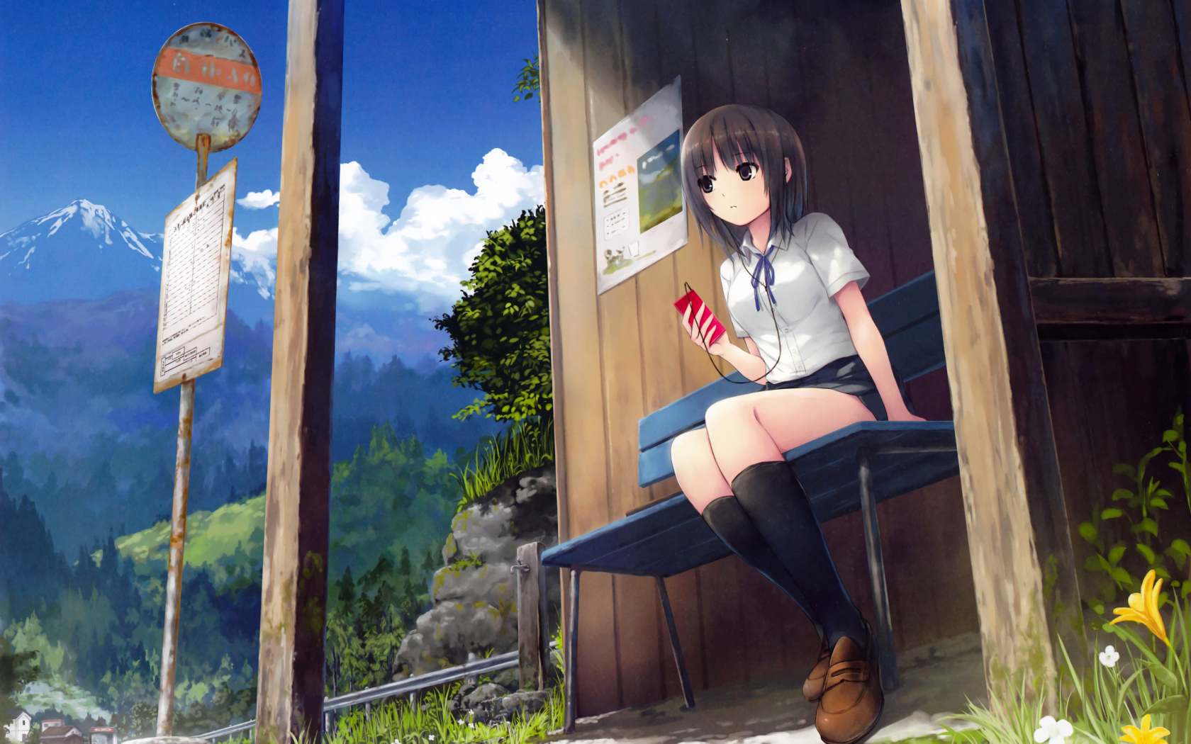 Anime School Girl wallpaper 1680x1050