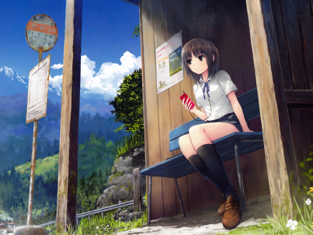 Anime School Girl wallpaper 640x480
