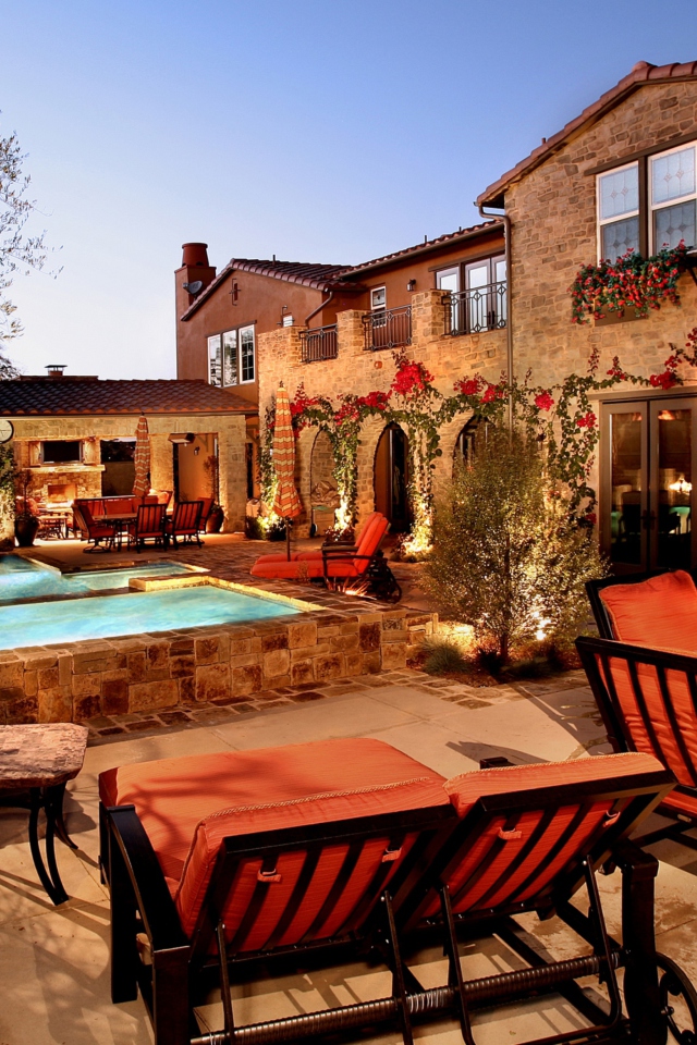 Sfondi Armchair Evening Luxury Pool Resort Romantic 640x960
