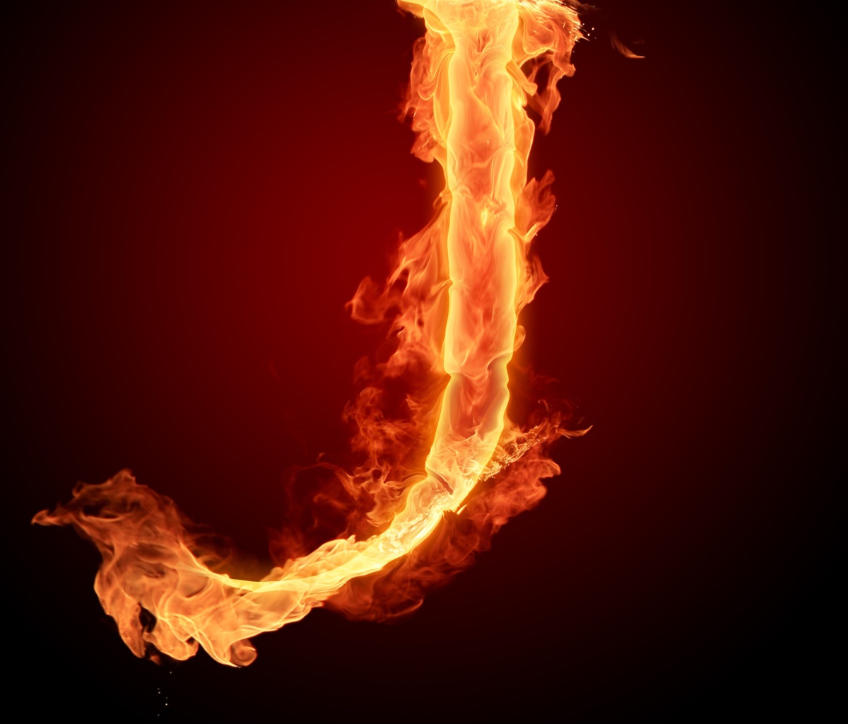 Fondo de pantalla Fire Letter J 1200x1024