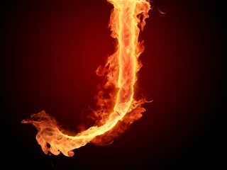 Fire Letter J wallpaper 320x240