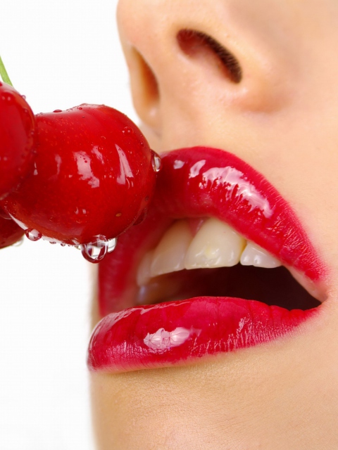 Cherry and Red Lips wallpaper 480x640
