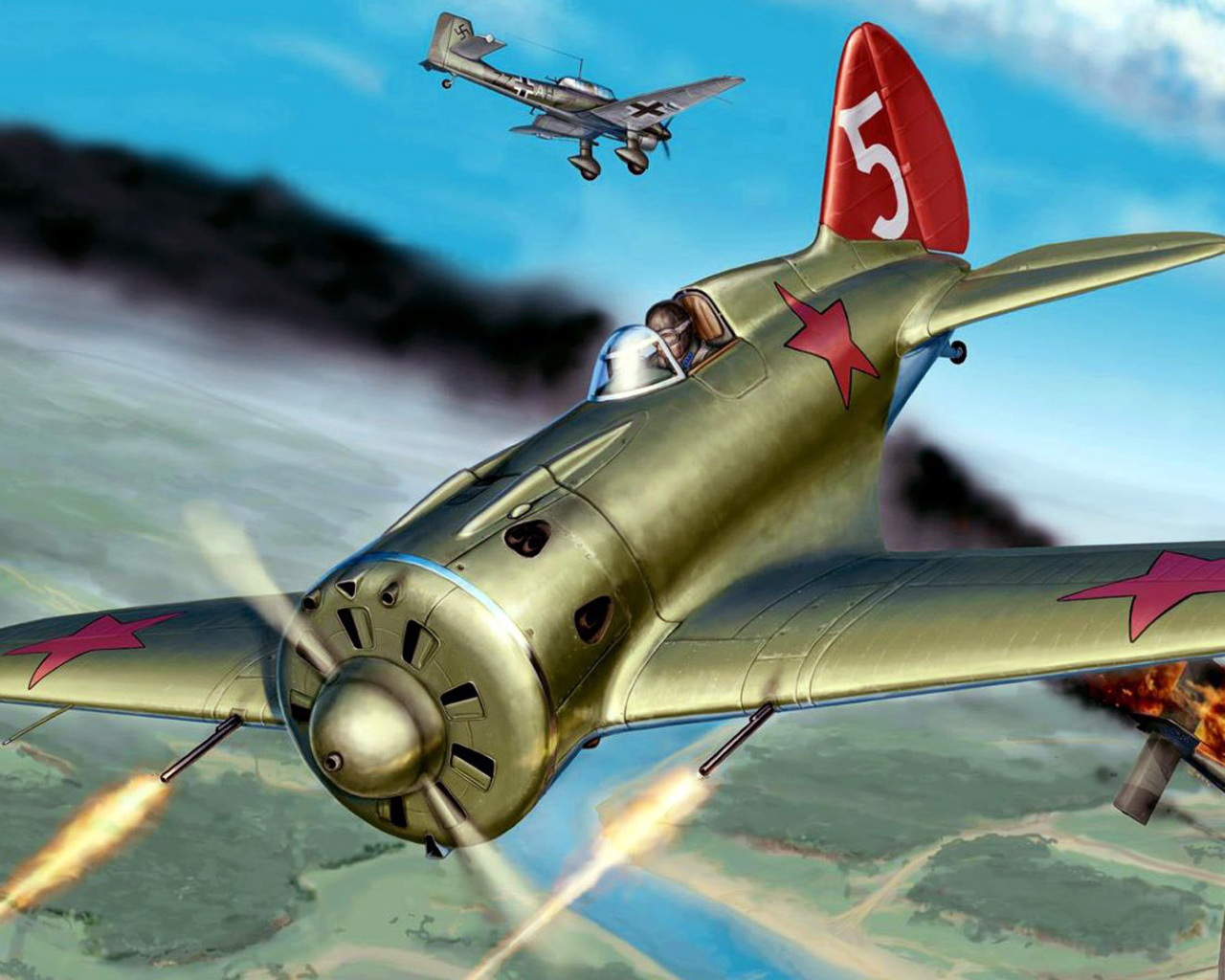 Das Ilyushin Il 2 Attack aircraft in Amateur flight simulation Wallpaper 1280x1024