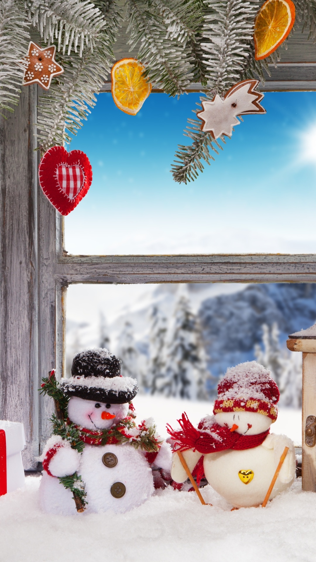 Das Winter Window Decoration Wallpaper 1080x1920