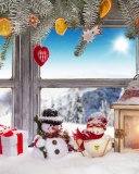 Winter Window Decoration wallpaper 128x160