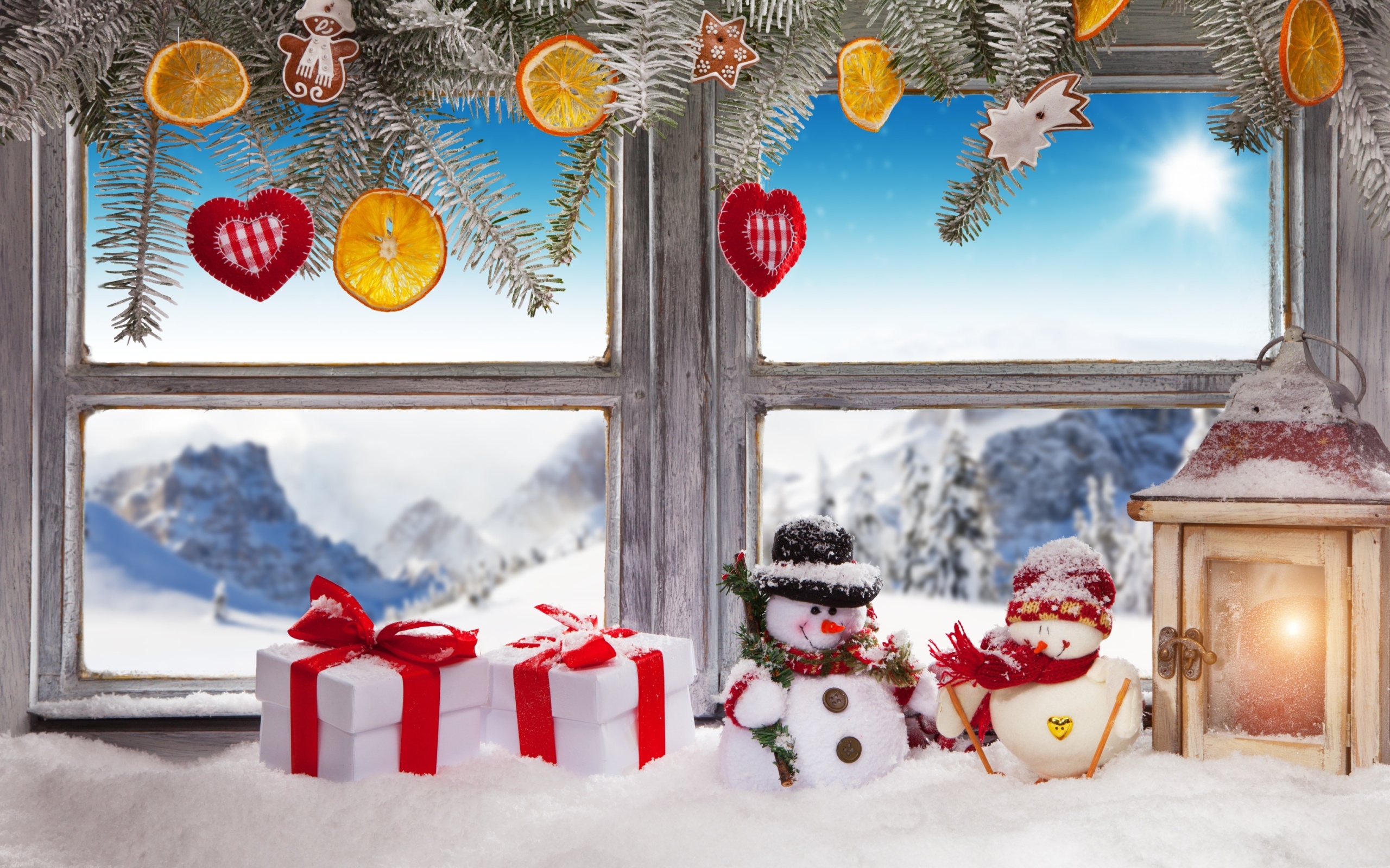 Das Winter Window Decoration Wallpaper 2560x1600