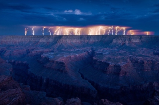Grand Canyon Lightning Wallpaper for Android, iPhone and iPad
