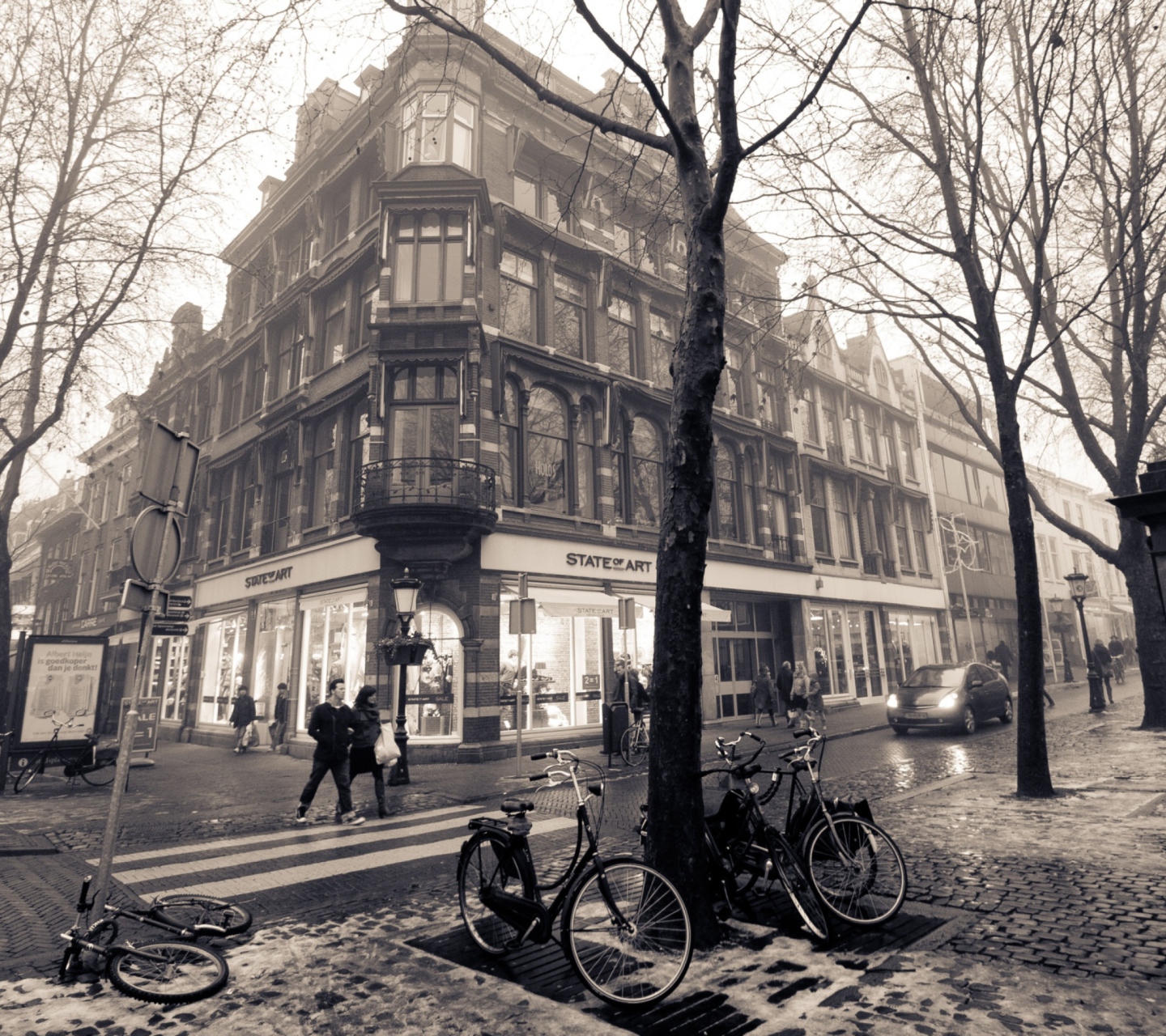 Fondo de pantalla Mariaplaats - Misty Utrecht In Winter 1440x1280