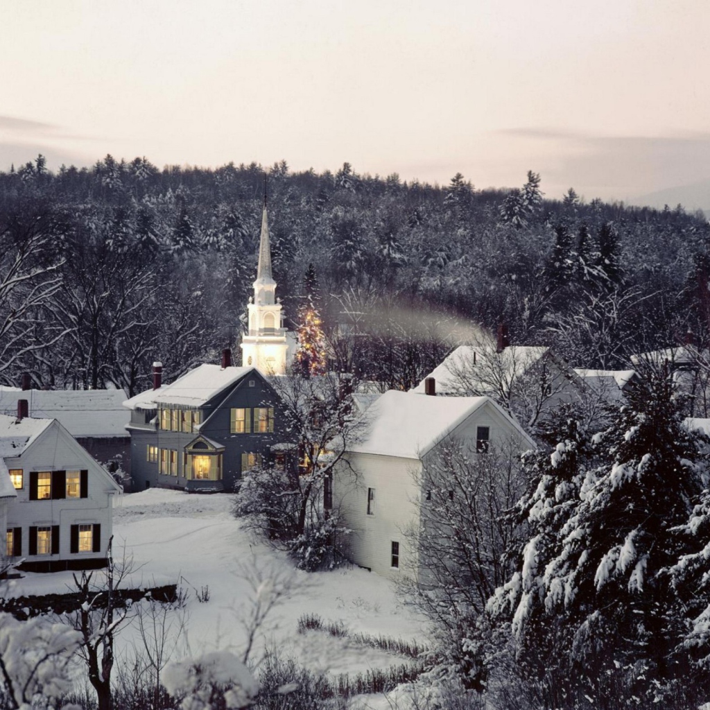 Fondo de pantalla Christmas in New England 1024x1024