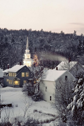 Fondo de pantalla Christmas in New England 320x480