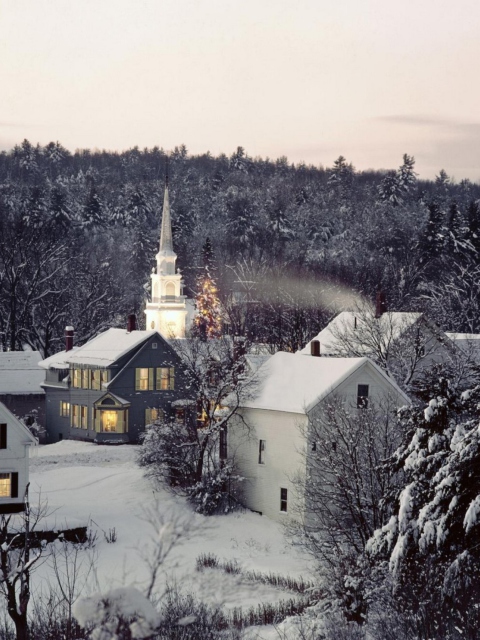 Обои Christmas in New England 480x640