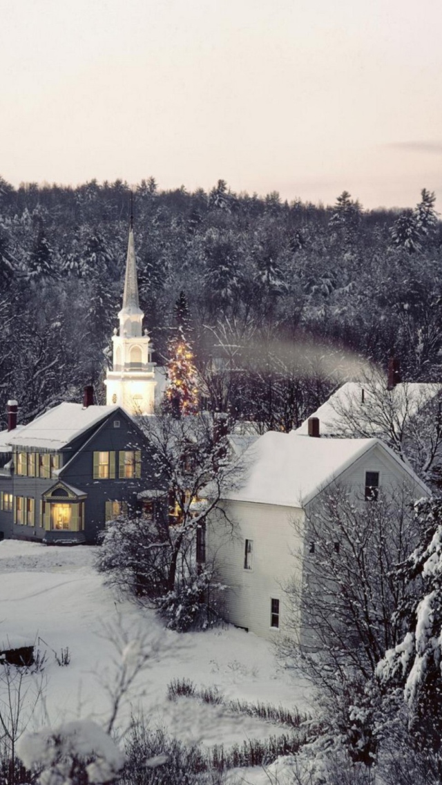 Christmas in New England wallpaper 640x1136