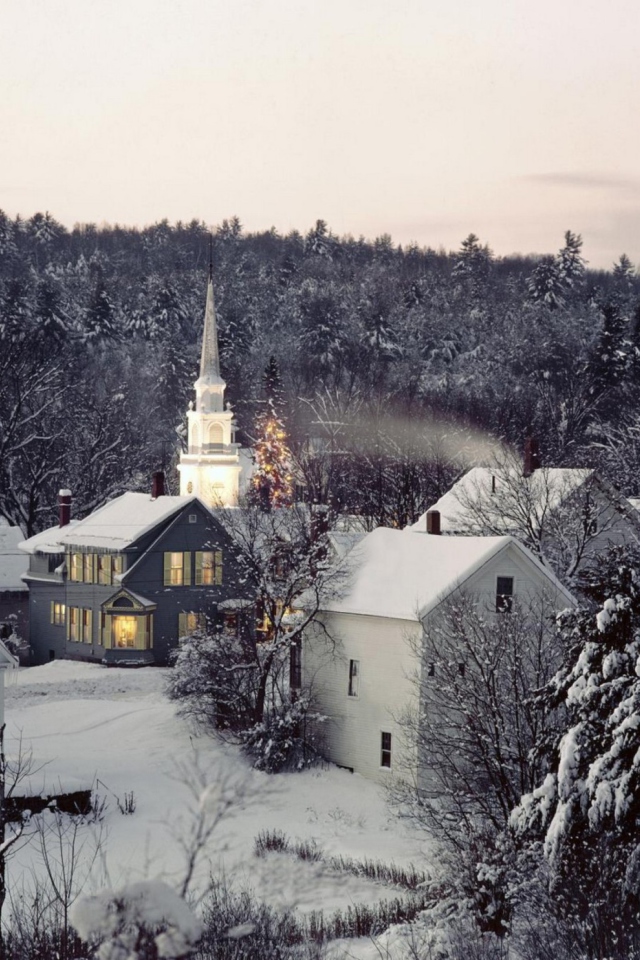Das Christmas in New England Wallpaper 640x960
