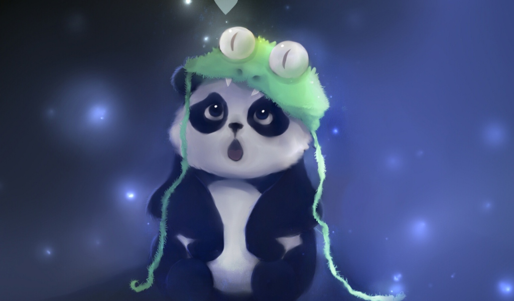 Обои Cute Baby Panda Painting 1024x600