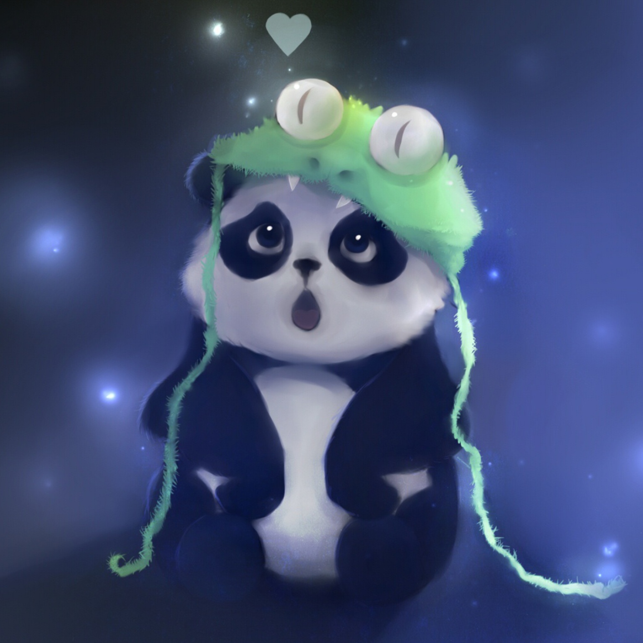 Обои Cute Baby Panda Painting 2048x2048