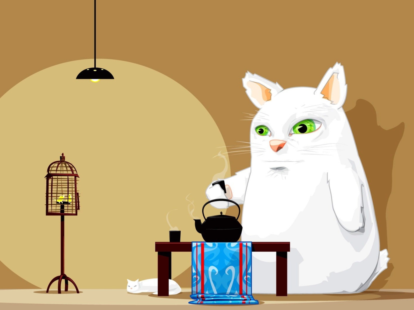 Fondo de pantalla Tea Cat 1600x1200