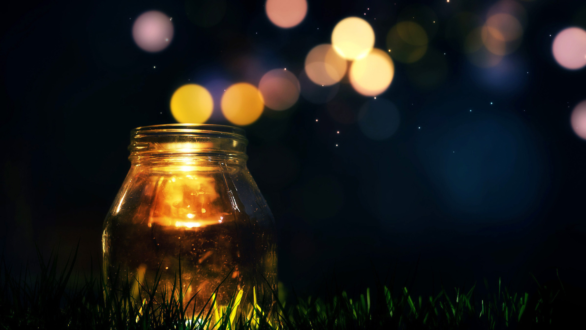 Glass jar in night wallpaper 1920x1080