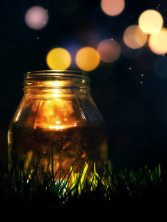 Sfondi Glass jar in night 240x320