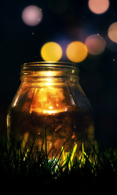 Sfondi Glass jar in night 240x400