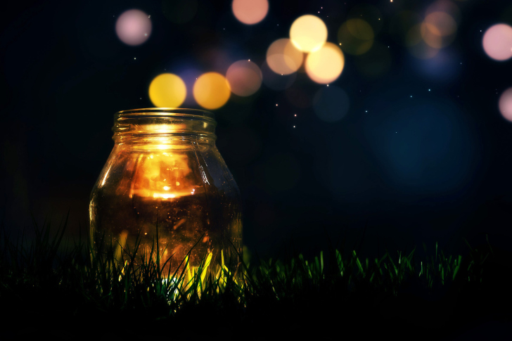 Sfondi Glass jar in night