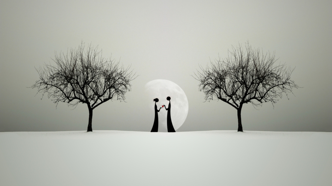 Say I Love You In The Moonlight wallpaper 1366x768