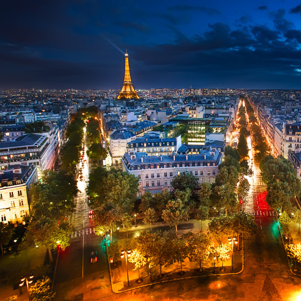 Das City Lights Of Paris Wallpaper 1024x1024