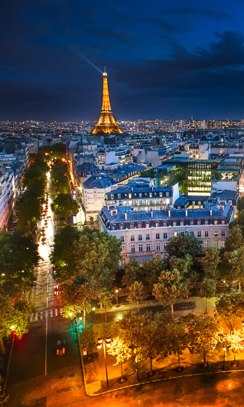 Das City Lights Of Paris Wallpaper 480x800