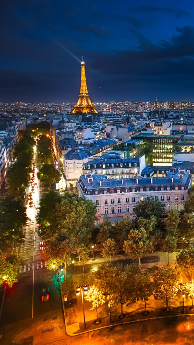Das City Lights Of Paris Wallpaper 640x1136