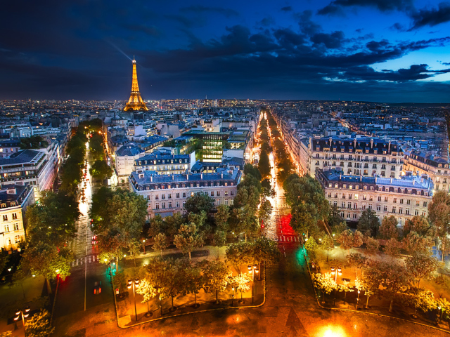 Das City Lights Of Paris Wallpaper 640x480
