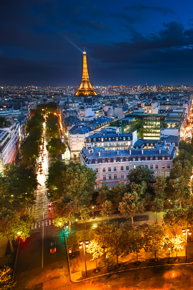 Das City Lights Of Paris Wallpaper 640x960