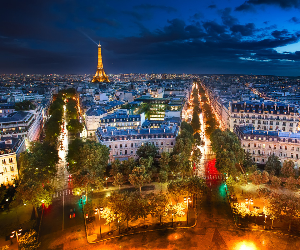 Das City Lights Of Paris Wallpaper 960x800