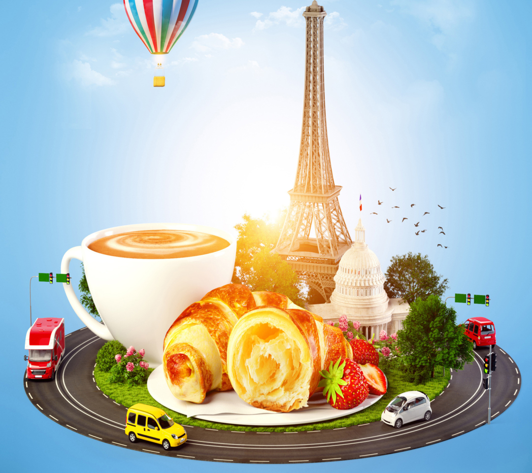 Das France Breakfast Wallpaper 1080x960