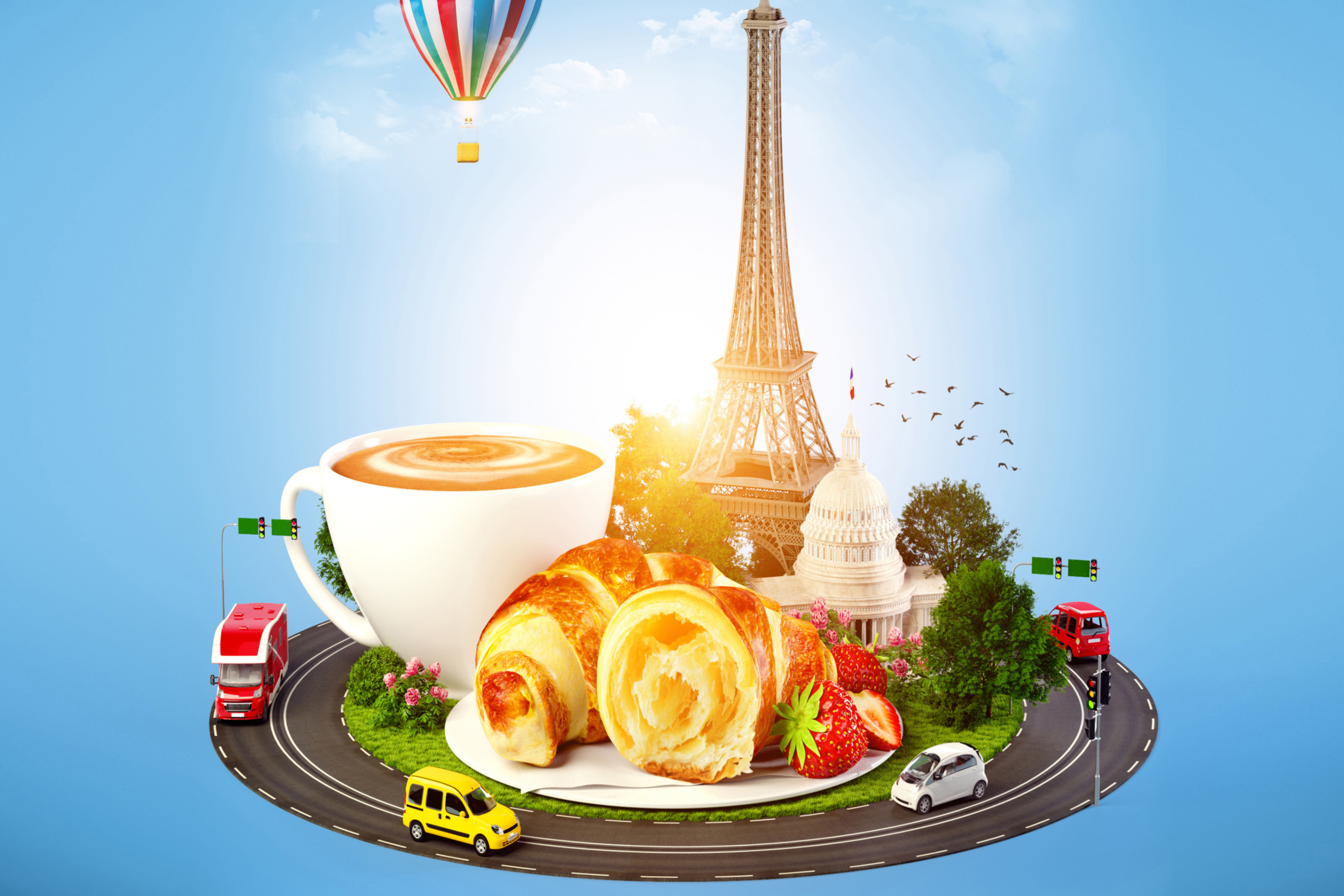 Das France Breakfast Wallpaper 2880x1920