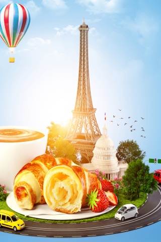 Das France Breakfast Wallpaper 320x480