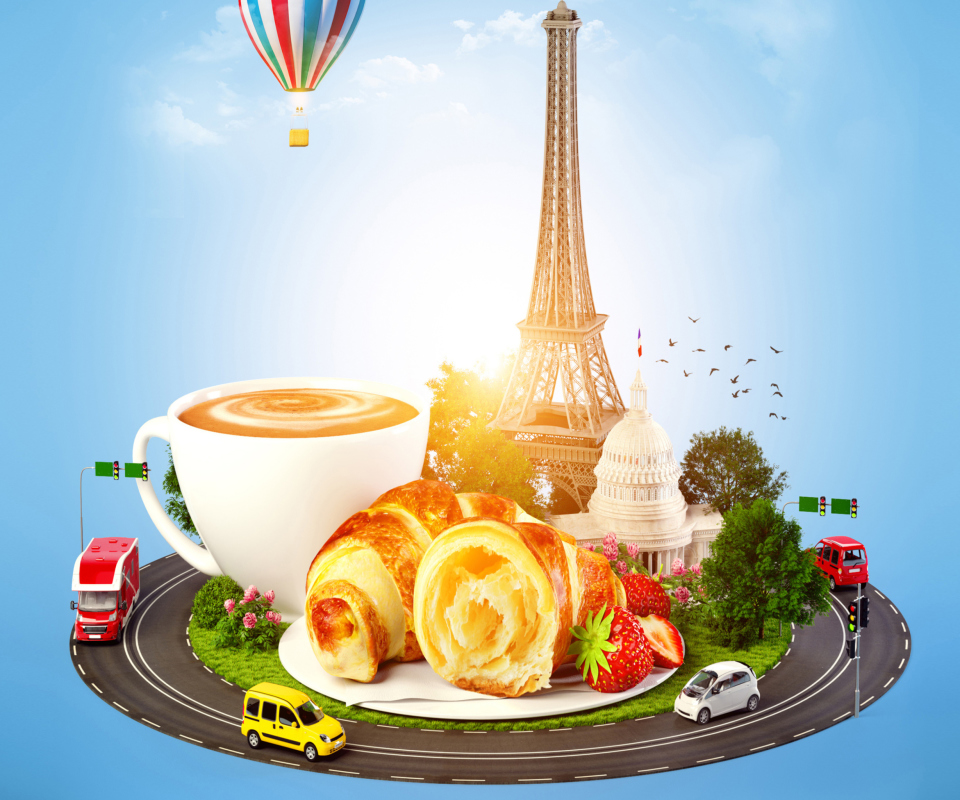 Das France Breakfast Wallpaper 960x800