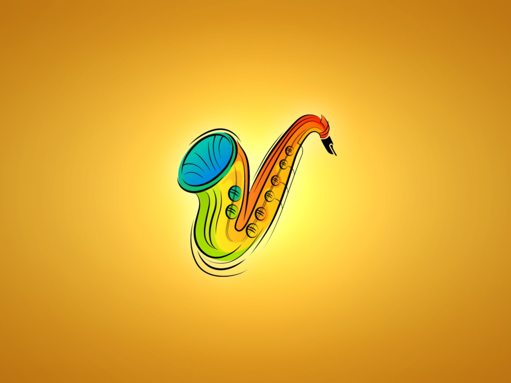 Обои Yellow Saxophone Illustration 1024x768