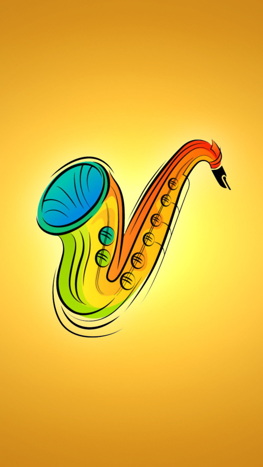 Das Yellow Saxophone Illustration Wallpaper 1080x1920
