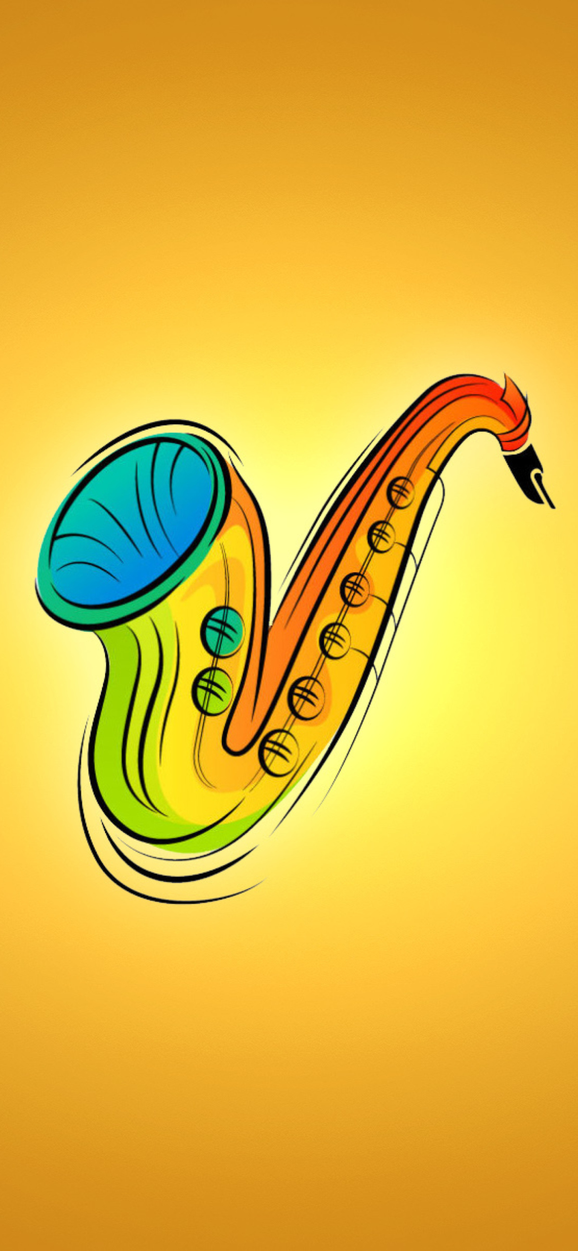 Sfondi Yellow Saxophone Illustration 1170x2532