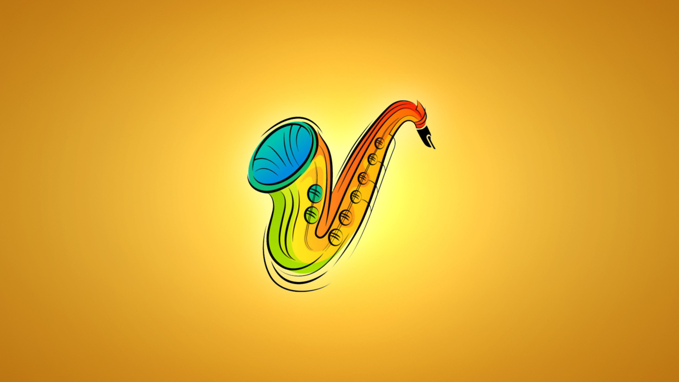 Das Yellow Saxophone Illustration Wallpaper 1366x768