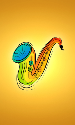 Das Yellow Saxophone Illustration Wallpaper 240x400