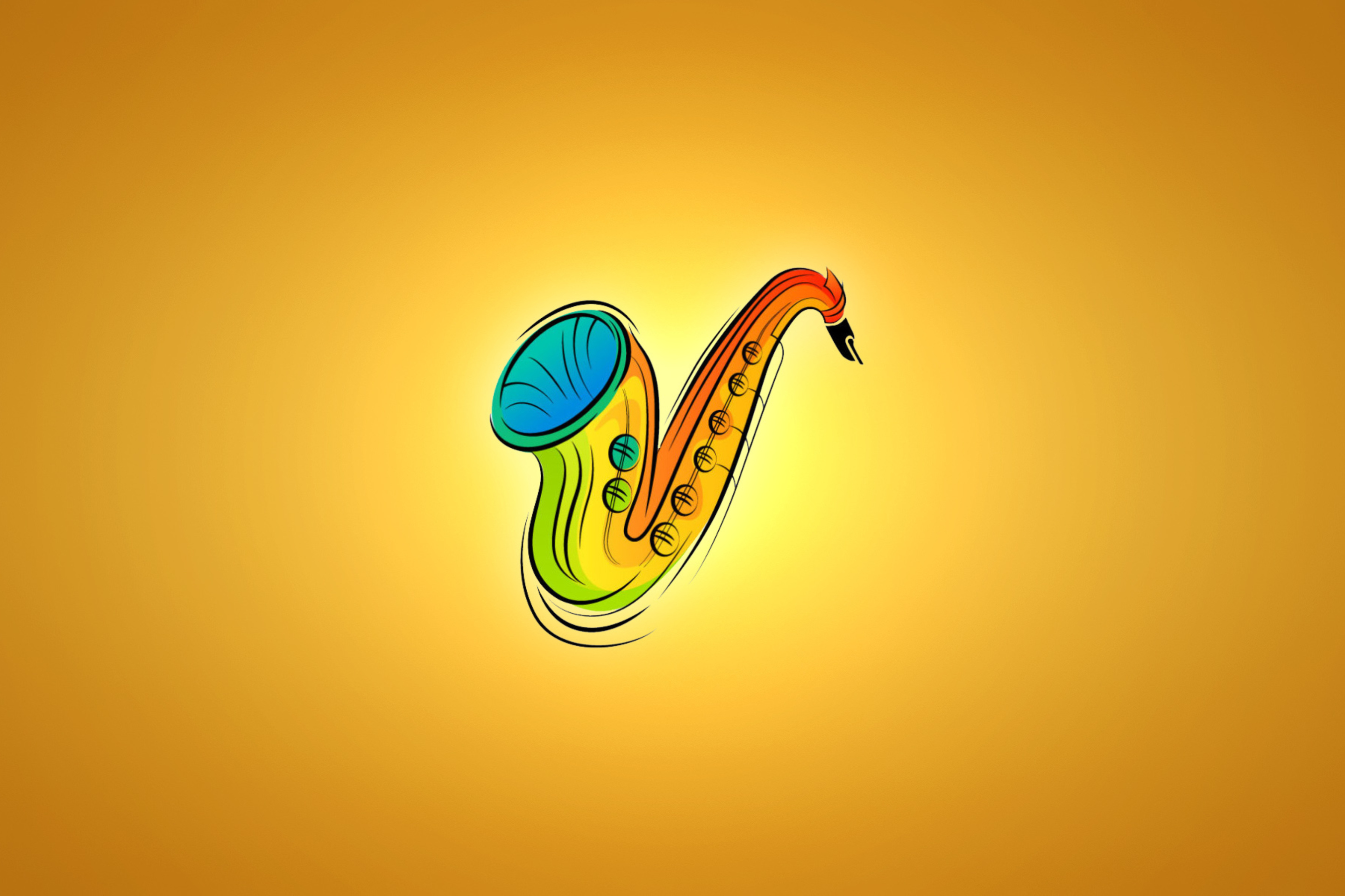 Обои Yellow Saxophone Illustration 2880x1920