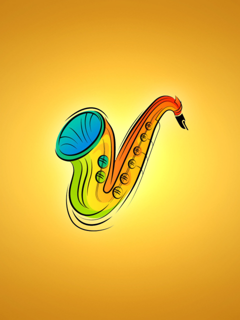 Das Yellow Saxophone Illustration Wallpaper 480x640