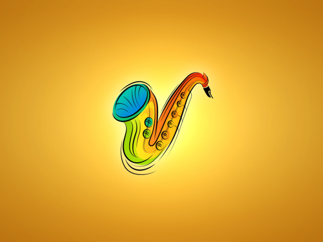 Yellow Saxophone Illustration wallpaper 640x480
