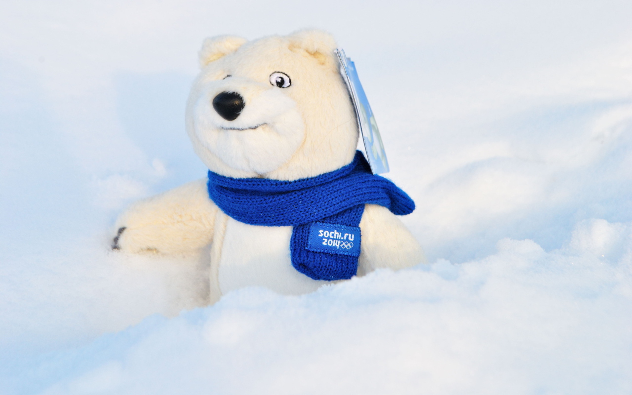 Fondo de pantalla Winter Olympics Teddy Bear Sochi 2014 1280x800