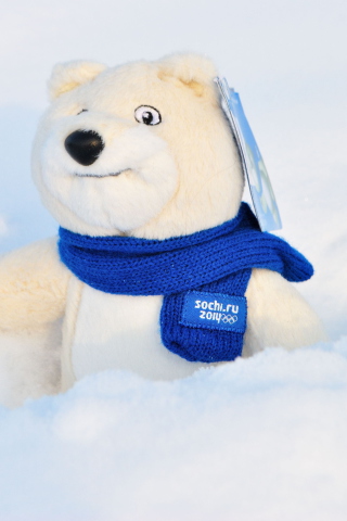 Sfondi Winter Olympics Teddy Bear Sochi 2014 320x480