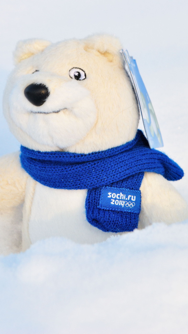 Fondo de pantalla Winter Olympics Teddy Bear Sochi 2014 640x1136