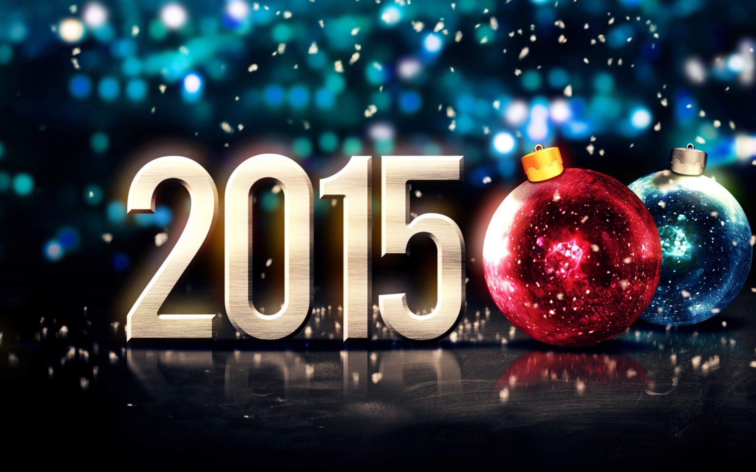 Обои Happy New Year Balls 2015 2560x1600