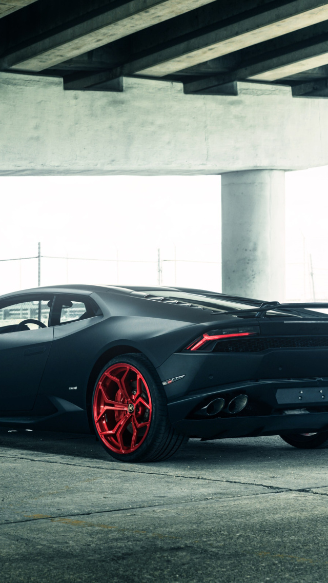 Обои Lamborghini Huracan Black Matte 640x1136