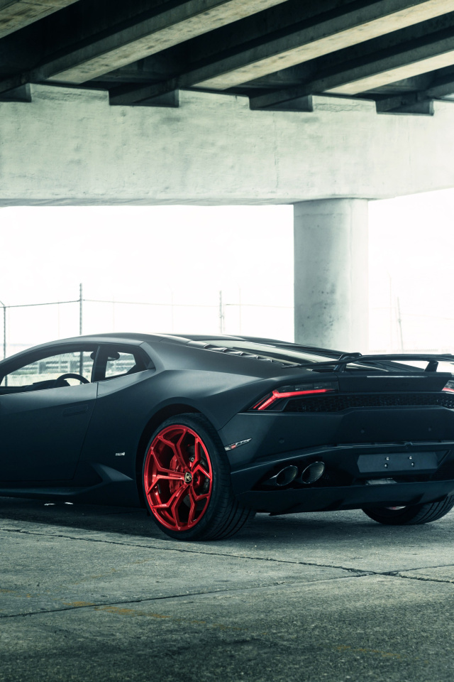 Fondo de pantalla Lamborghini Huracan Black Matte 640x960